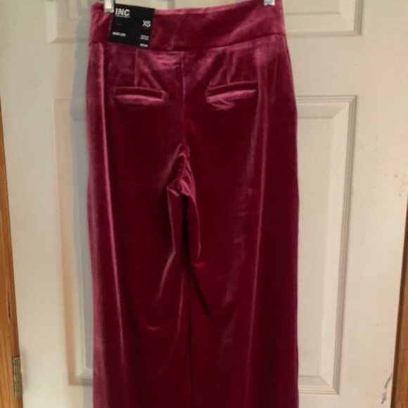 I.N.C. High Waisted Wide Leg Velvet Pants Size XS New with Tag - Picture 4 of 7